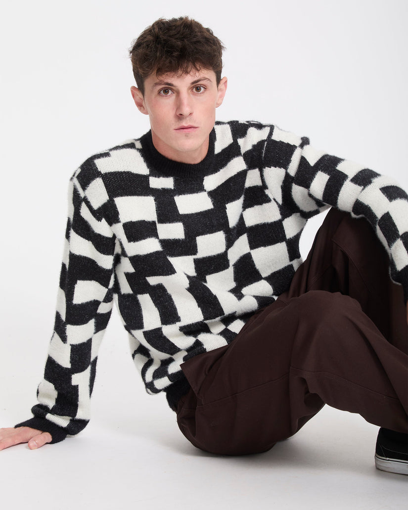 Carrau Check Sweater - Black