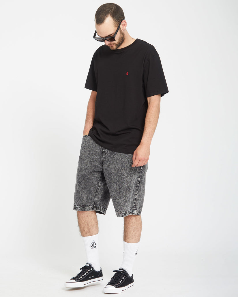 Short Freazy Loose Elasticated Waist 22" - LIGHT ACID BLACK