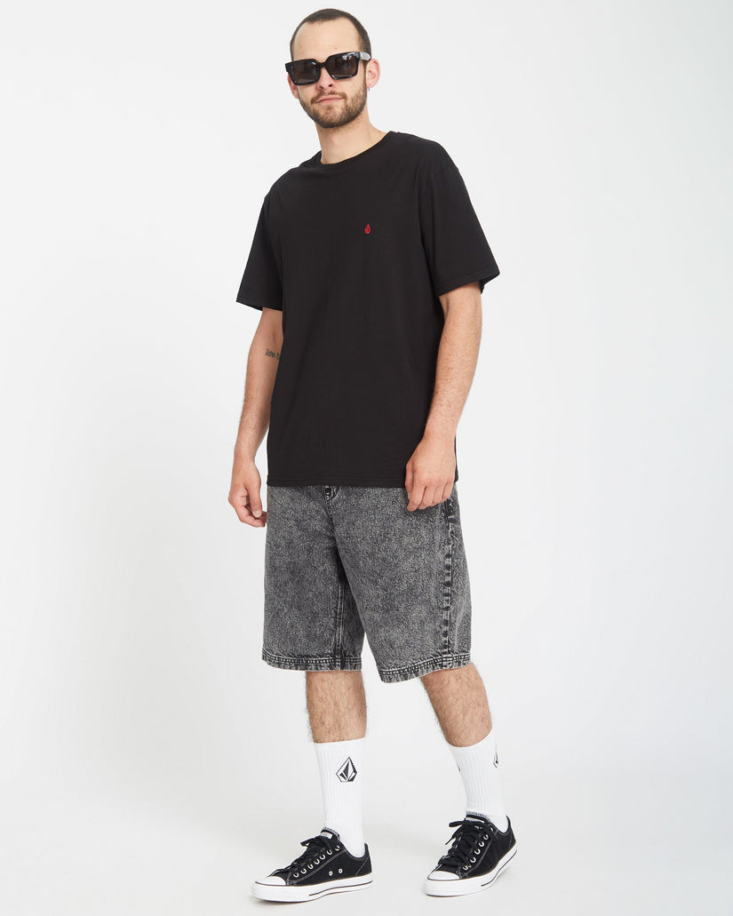 Short Freazy Loose Elasticated Waist 22" - LIGHT ACID BLACK