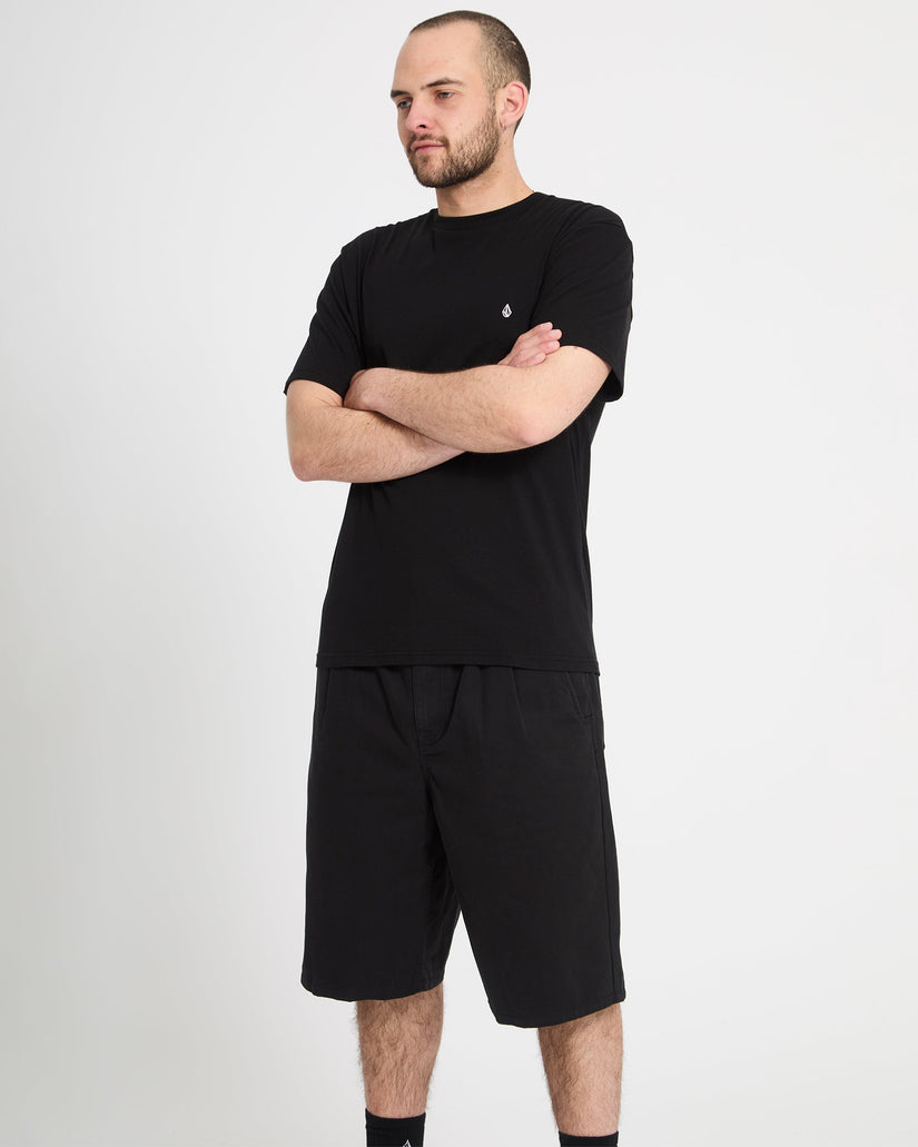Chillow Pleat 24" Elasticated Waist Chino Short - Black