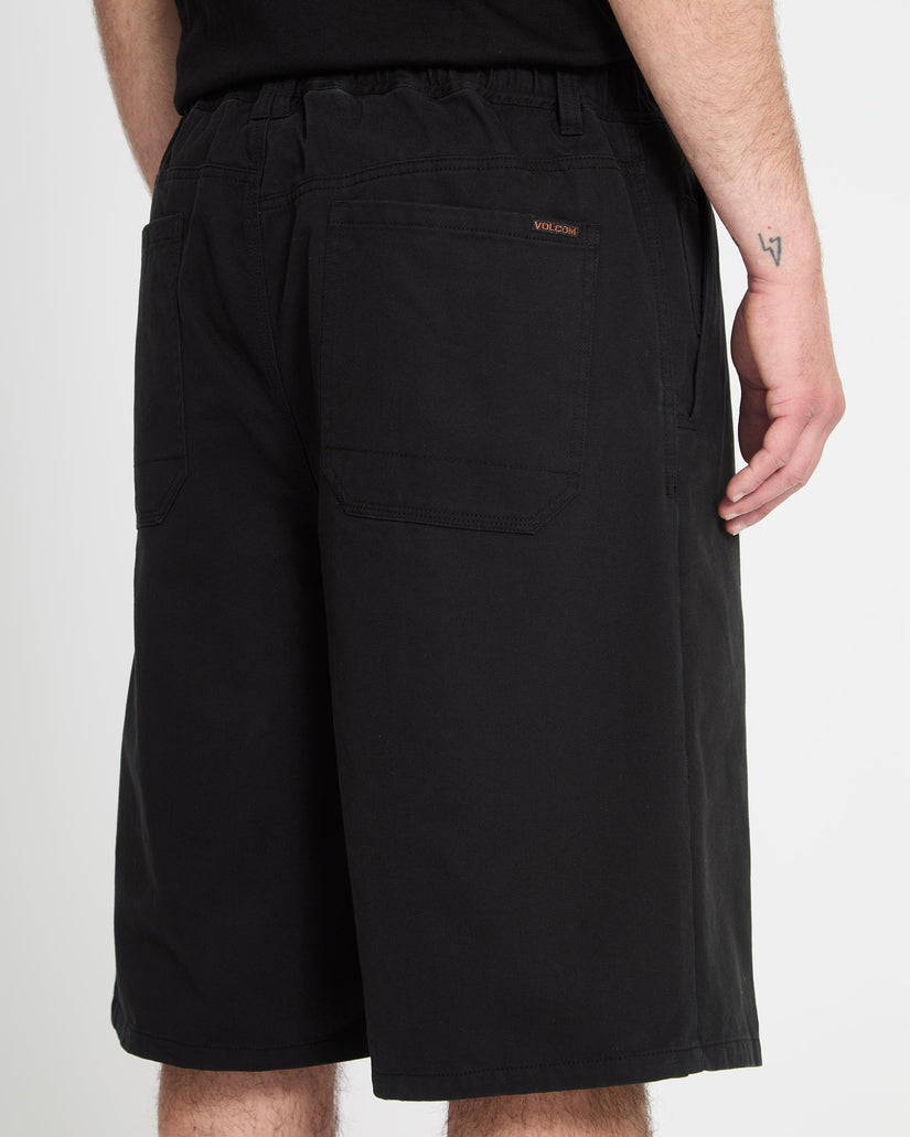 Chillow Pleat 24" Elasticated Waist Chino Short - Black