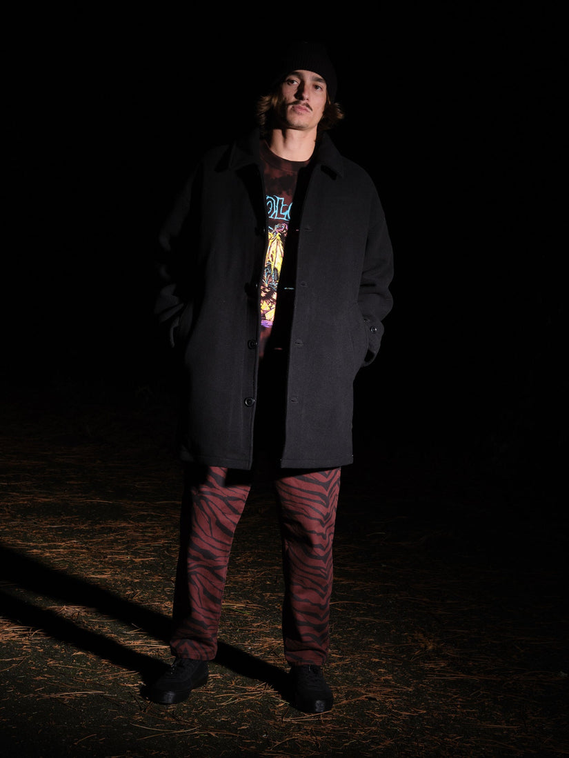 Floyder Peacoat Coat - BLACK