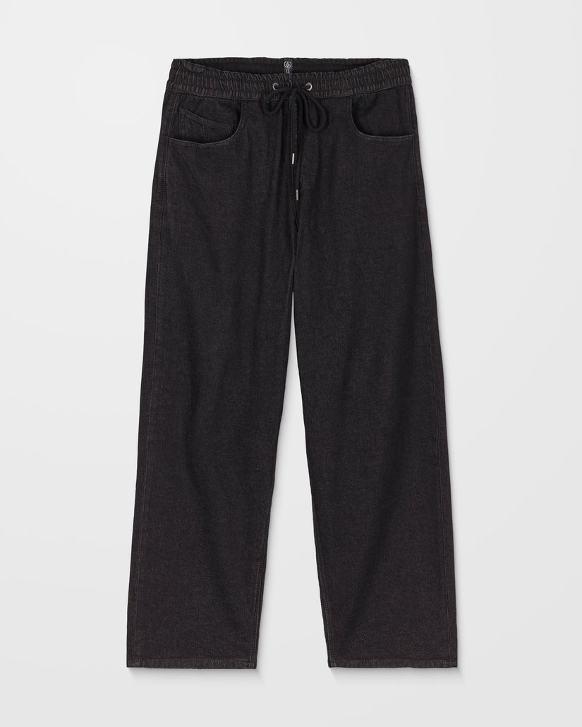 Pantalon À Taille Élastique Freazy Loose - Black Wash