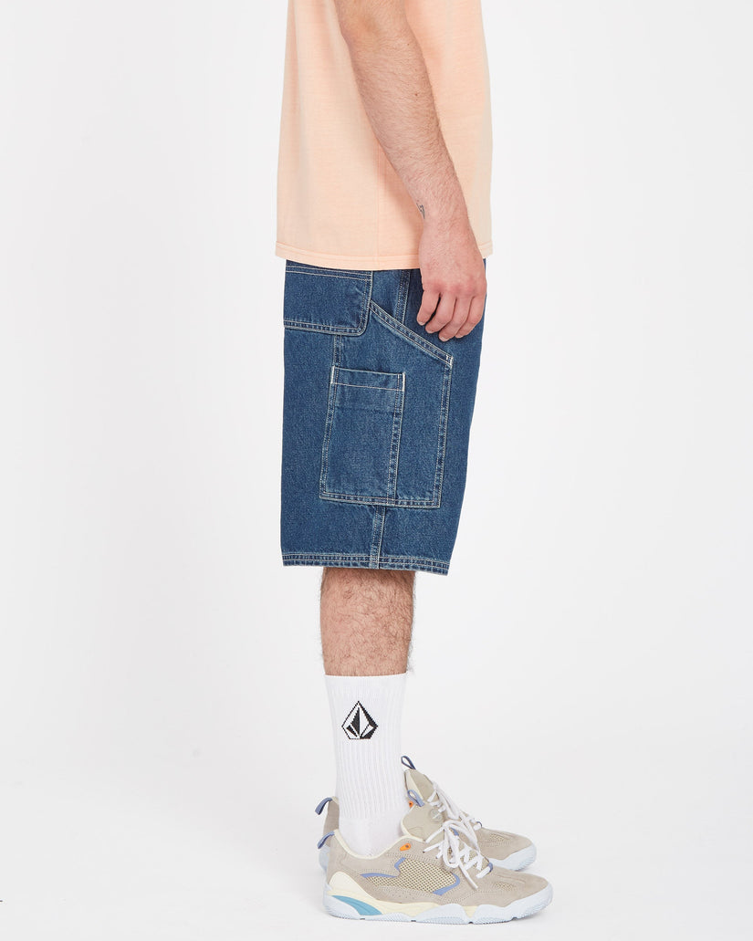 Short Labored Denim Utility - INDIGO RIDGE WASH