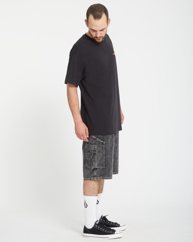 Short Labored Denim Utility - LIGHT ACID BLACK