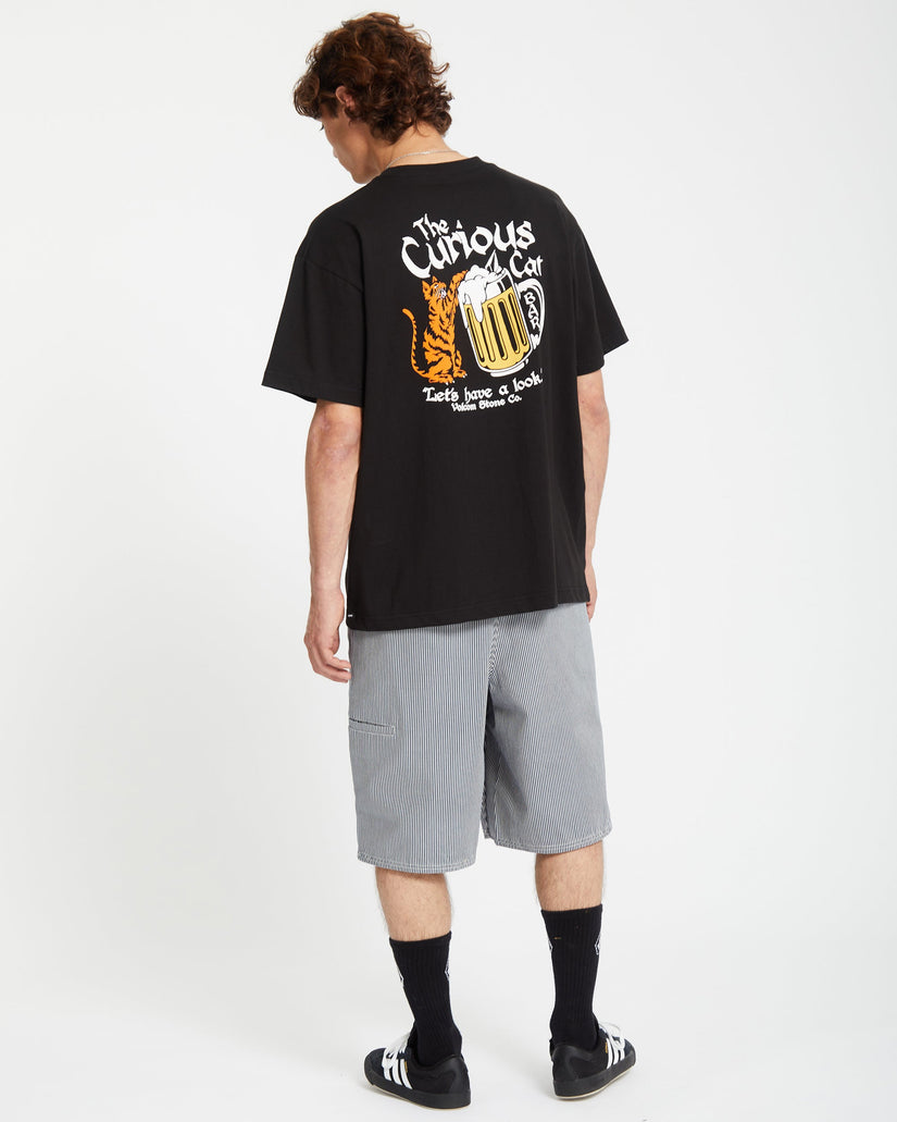 T-shirt Curious Cat - BLACK