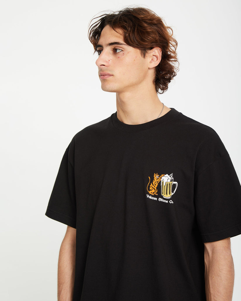 T-shirt Curious Cat - BLACK