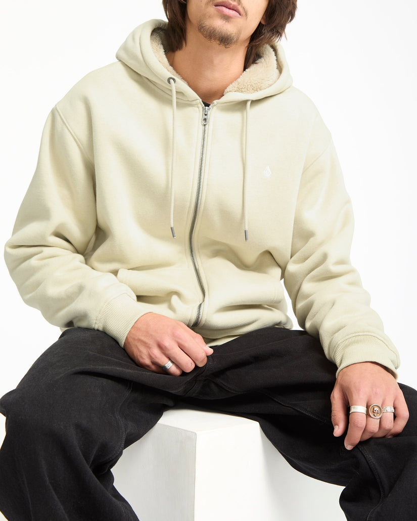 Sweat À Capuche Zippé Single Stone - Light Beige