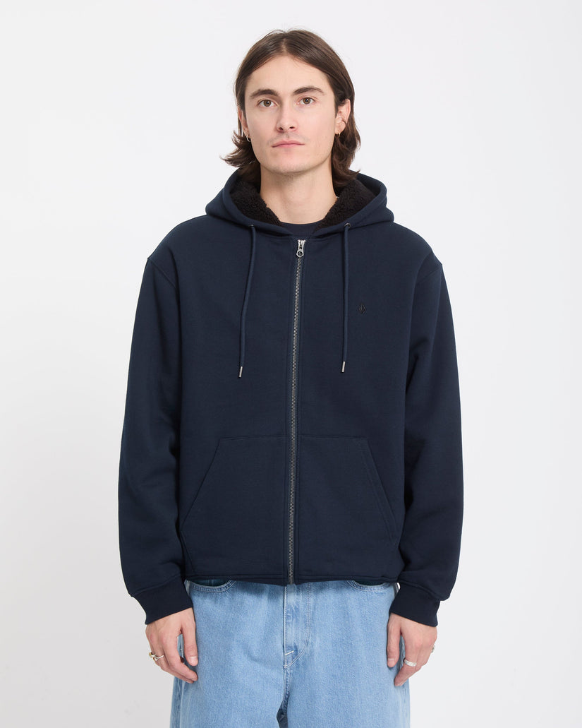 Single Stone Lined Zip Hoodie - Marine
