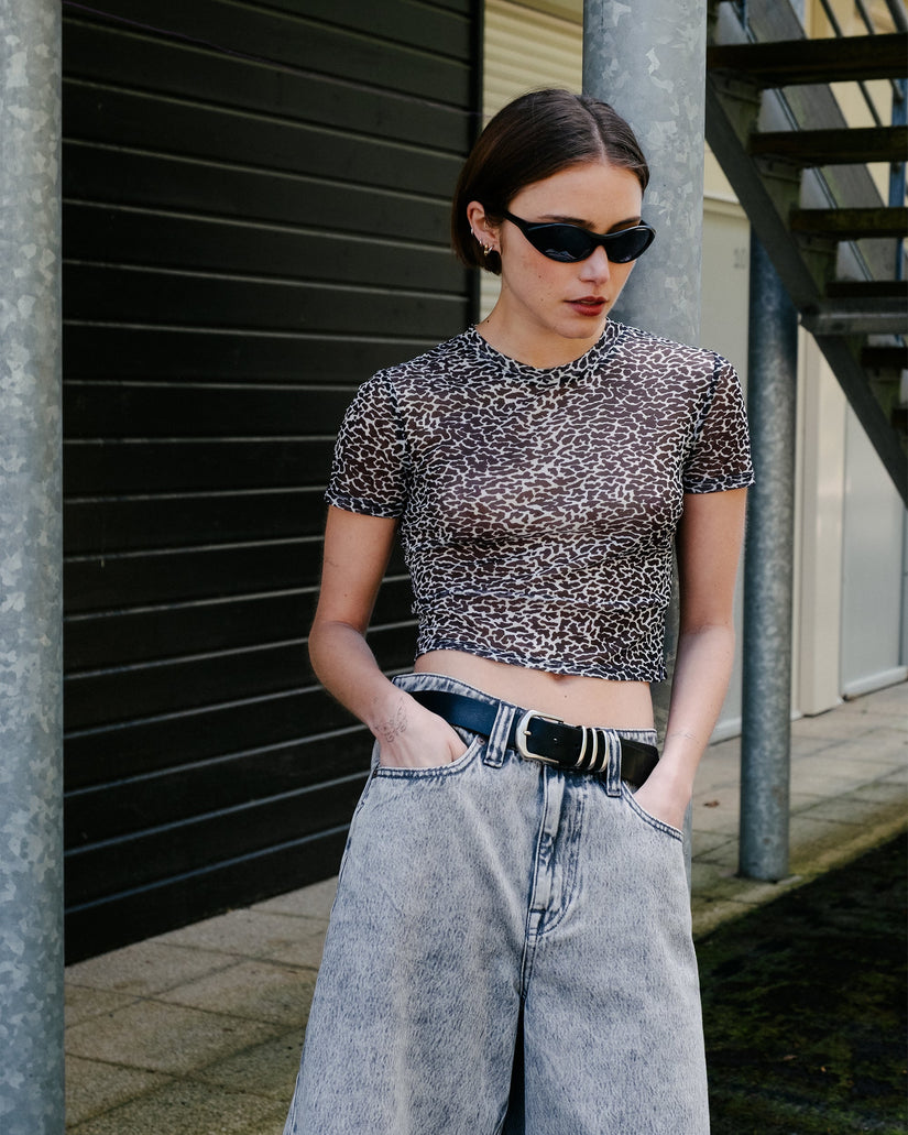 Rawly Knit Mesh Top - Black White