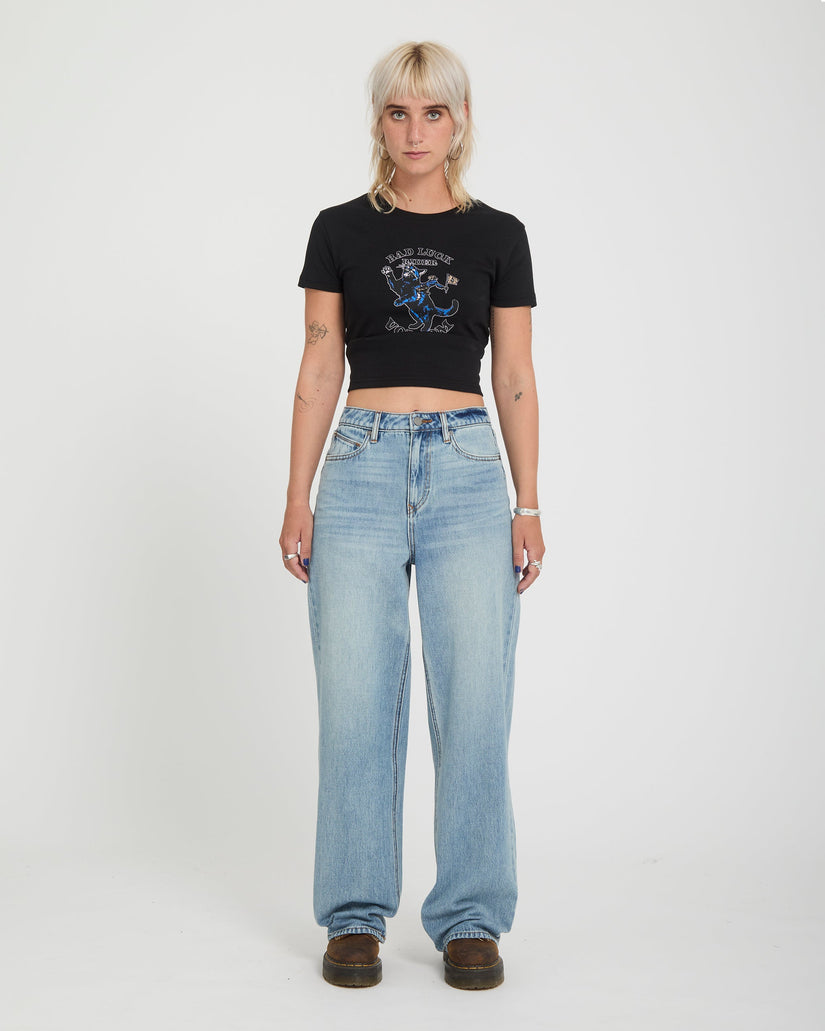 Stoned Hirise Jeans - Dusty Blue Wash