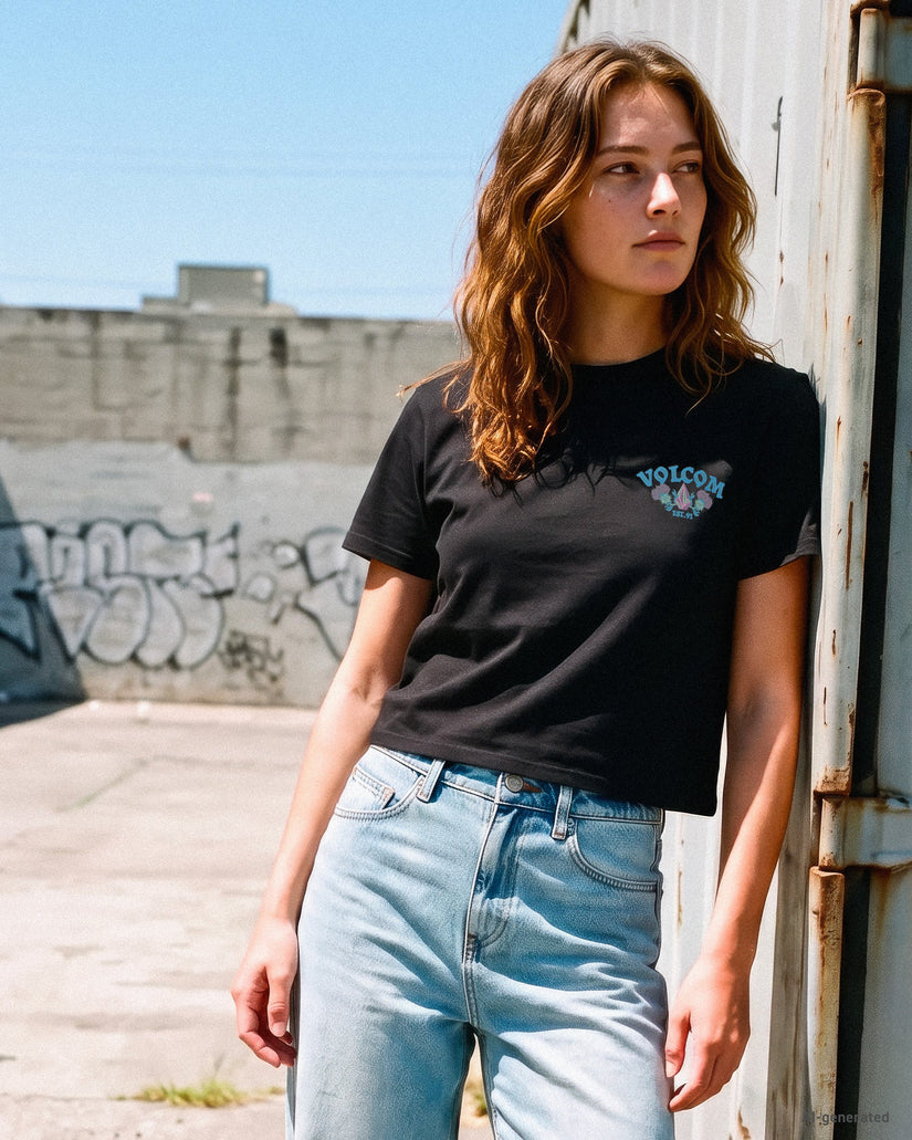 Dial Crop T-Shirt - Black