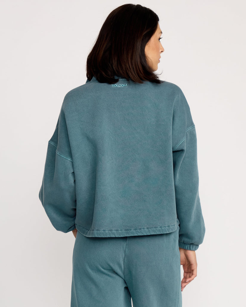 Sweatshirt Col Zippé Stone Soft - Emerald Green