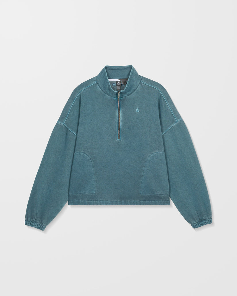 Sweatshirt Col Zippé Stone Soft - Emerald Green