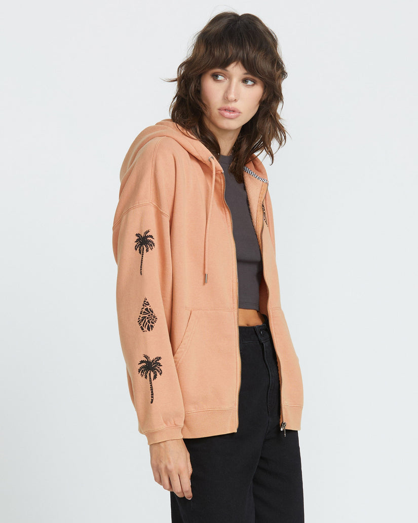 Sweat à Capuche Zippé Stone Art Up - SAND BROWN