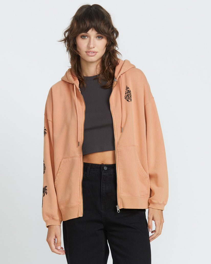 Sweat à Capuche Zippé Stone Art Up - SAND BROWN