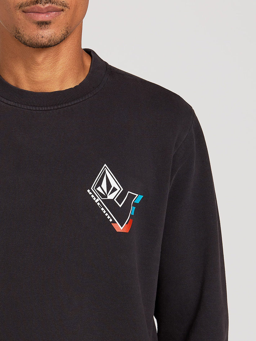 V-Line Washed Crew Fleee - Asphalt Black