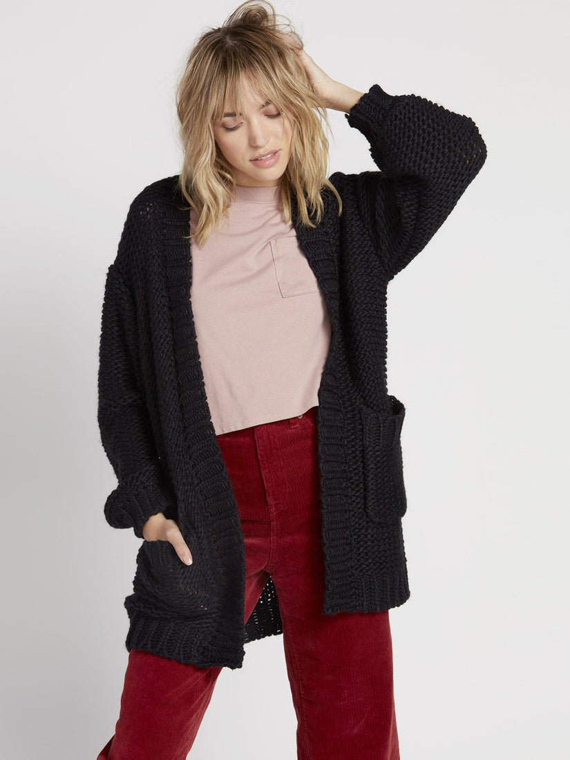 Knit List Cardigan - Black (B0731905_BLK) [F]